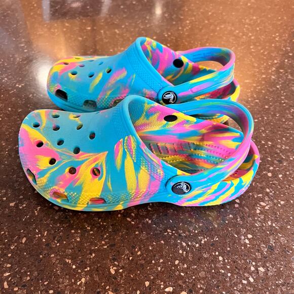 Crocs Kids Classic Marbled Clog Size J 3 Tie Dye Shoes - Picture 10 of 11